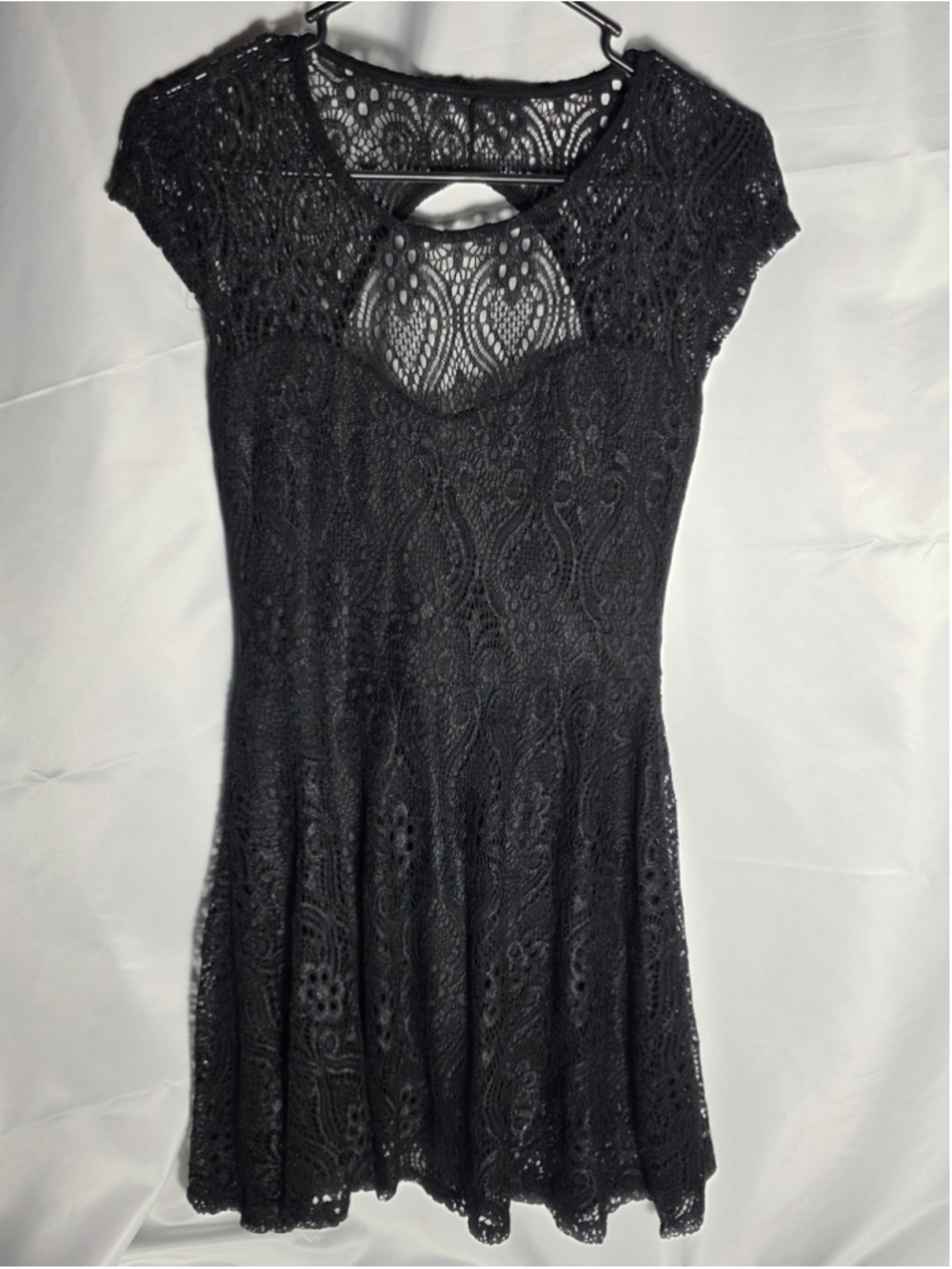 Women's MT Collection Black Lace Mini Dress Size M feminine fancy chic goth